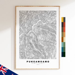 Pukeamoamo Impression - Nouvelle-Zélande - Carte des contours  - Carte topographique - Impression - Affiche - Impression de carte