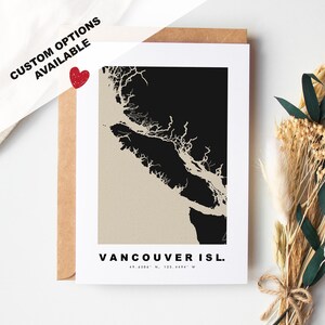 Cartão de felicitações da Ilha de Vancouver - Opções personalizadas disponíveis - Envelope Kraft incluído - Aniversário - Aniversário - Viagem surpresa - Cartão personalizado