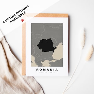 Tarjeta de felicitación personalizada de Rumania - Sobre Kraft incluido - Texto personalizado - Tarjeta de felicitación de Rumania - Aniversario - Viaje sorpresa - Cumpleaños