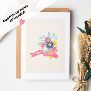 Biglietto per la festa della mamma - Biglietto con fiori per la festa della mamma - Biglietto A6 e busta - Opzionale: inviare al destinatario con messaggio personale