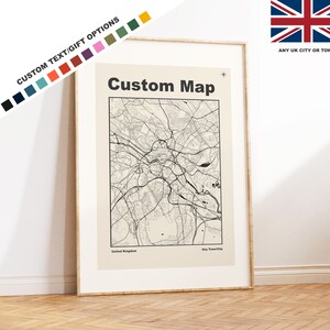 Custom UK City Map Print - Any City or Town - 18 Colours/Styles - Custom Text Options - United Kingdom City Map Prints