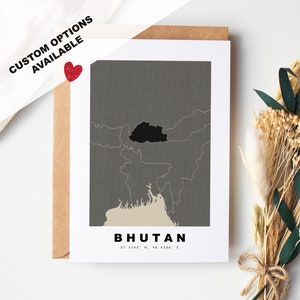 Tarjeta de felicitación personalizada de Bután - Sobre Kraft incluido - Texto personalizado - Tarjeta de felicitación de Bután - Aniversario - Viaje sorpresa - Cumpleaños