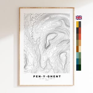 Pen-Y-Ghent Print - Contour Map -  Pen Y Ghent Map - Yorkshire Dales - Topographic Map - Print - Poster - Wall Art - Map - Topography