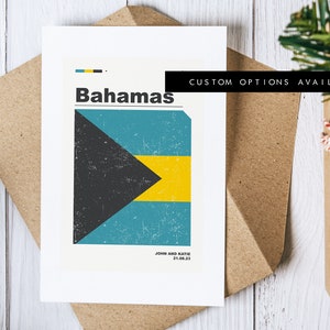 Tarjeta de felicitación de Bahamas - Tarjeta de felicitación personalizada - Bandera de Bahamas - Tarjeta en blanco - Sobre reciclado incluido - Tarjeta de felicitación de Bahamas - Cumpleaños