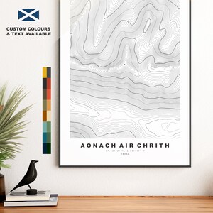 Aonach air Chrith print - contourkaart - Aonach air Chrith poster - Schotland - topografische kaart - print - muurkunst - Aonach air Chrith kaart