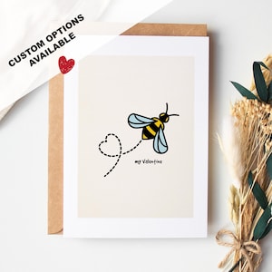 Cartão Bee my valentine - Seja meu cartão de Valentine - Em branco por dentro ou inclua mensagem - Envelope incluído - Cartão para ela - Cartão para namorada