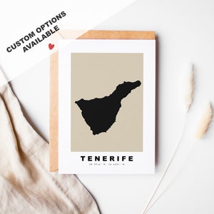 Carte de voeux personnalisée Ténérife - Enveloppe Kraft incluse - Texte personnalisé - Carte de voeux Ténérife - Anniversaire - Voyage surprise - Anniversaire