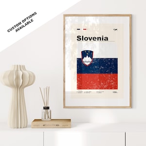 Slovenia Flag Print - Flag Poster - Mid Century Modern - Custom Options Available - Framed or Canvas Prints Available - Custom Gift