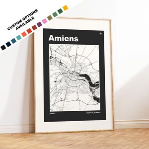 Amiens Karte - Druck, gerahmt oder auf Leinwand - Amiens Poster - Amiens Frankreich - Benutzerdefinierte Textoptionen - Frankreich Stadtplan