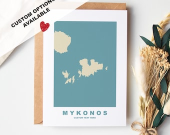 Mykonos Grußkarte - benutzerdefinierte Optionen verfügbar - Recycling -Umschlag enthalten