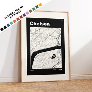 Chelsea-kaartprint - aangepaste opties/kleuren beschikbaar - prints of ingelijste prints - Chelsea London - aangepaste tekst voor cadeau