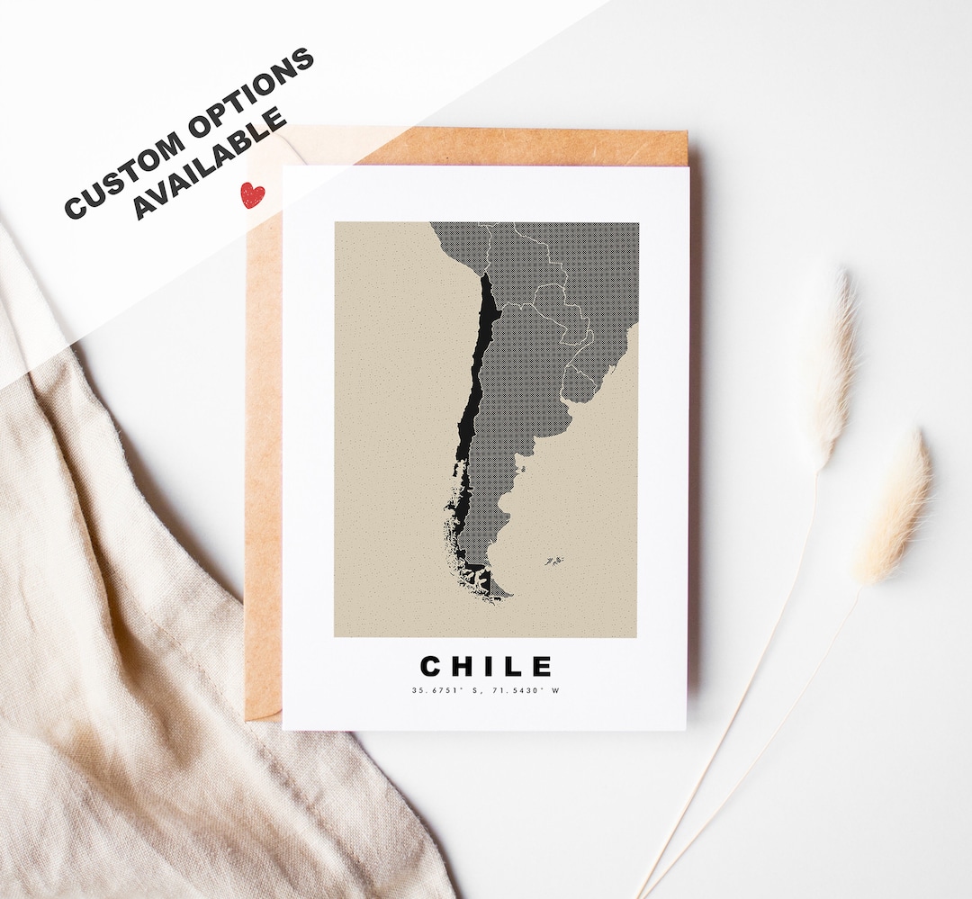 Chile Custom Greeting Card - Kraft Envelope Included - Custom Text ...