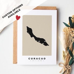 Tarjeta de felicitación personalizada de Curazao - Sobre Kraft incluido - Texto personalizado - Tarjeta de felicitación - Aniversario - Viaje sorpresa - Cumpleaños
