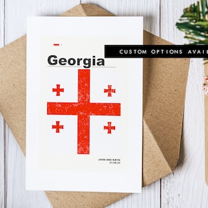 Cartão de felicitações da Geórgia - Cartão de felicitações personalizado - Bandeira da Geórgia - Cartão em branco - Envelope reciclado incluído - Cartão de felicitações da Geórgia - Aniversário