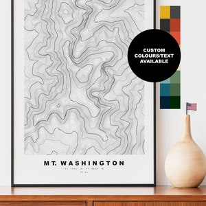 Mount Washington Carta Geografica -  Manifesto - Stampa  Manifesto della mappa