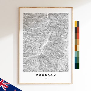 Kaweka J Impression - Nouvelle-Zélande - Carte des contours  - Carte topographique - Impression - Affiche - Impression de carte