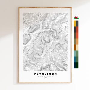 Plynlimon-afdruk - contourkaart - Cambrium-gebergte - Wales - topografische kaart - afdruk - poster - muurkunst - Plynlimon-poster - Pumlumon Fawr