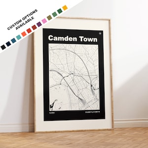 Camden Town Map Print - Custom options/colours available - Prints or Framed Prints - Camden London - Custom Text for Gift