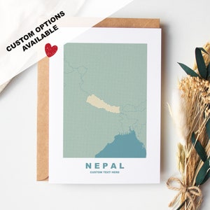 Carte de vœux du Népal - Options personnalisées disponibles - Enveloppe recyclée incluse