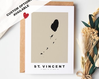 Vincent and Grenadines Custom Greeting Card - Kraft Envelope Included - Custom Text - Greeting Card - Anniversary - Surprise Trip - Birthday