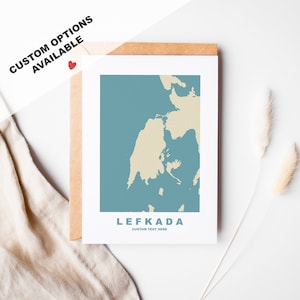 Cartão de felicitações de Lefkada - Opções personalizadas - Envelope Kraft - Aniversário - Aniversário - Viagem surpresa - Lefkas - Λευκάδα - Grécia