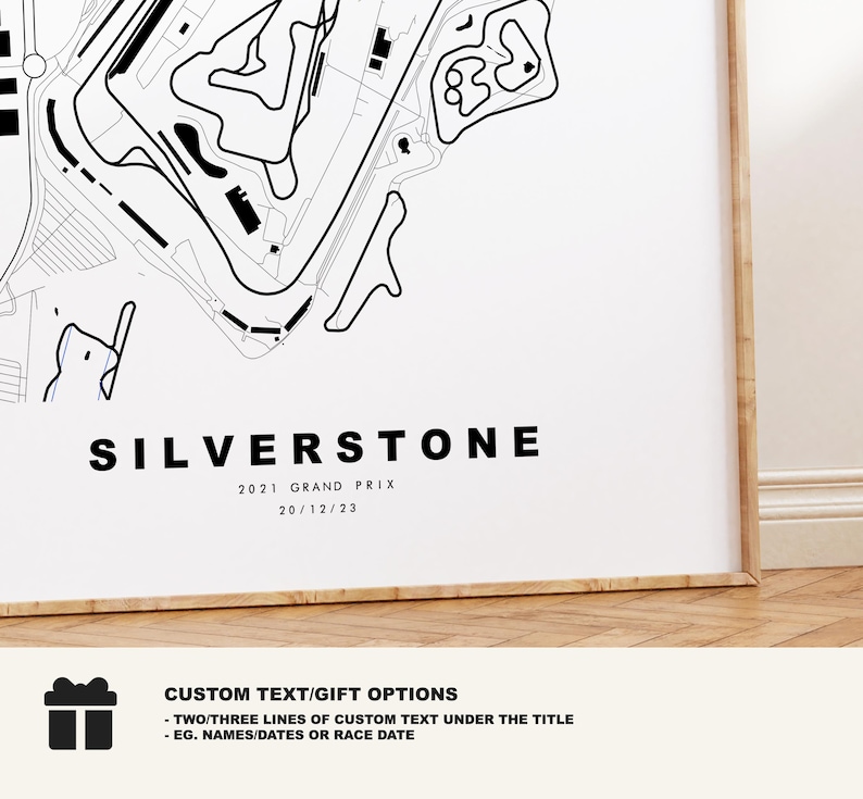 Silverstone Print Silverstone Print - Grand Prix Track Circuit - Gifts for Him - Gift for ...