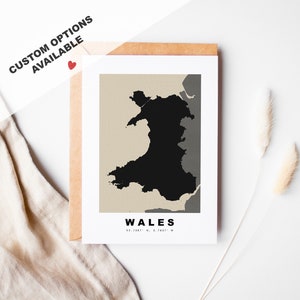 Carte de voeux personnalisée au Pays de Galles - Enveloppe Kraft incluse - Texte personnalisé - Carte de voeux au Pays de Galles - Anniversaire - Voyage surprise - Anniversaire