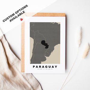 Tarjeta de felicitación personalizada de Paraguay - Sobre Kraft incluido - Texto personalizado - Tarjeta de felicitación de Paraguay - Aniversario - Viaje sorpresa - Cumpleaños
