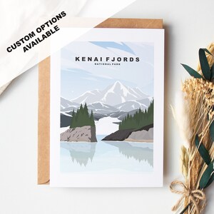 Biglietto d'auguri Kenai Fjords - Parco nazionale Kenai Fjords - Biglietti d'auguri per parchi nazionali degli Stati Uniti - Busta inclusa - Carta riciclata bianca