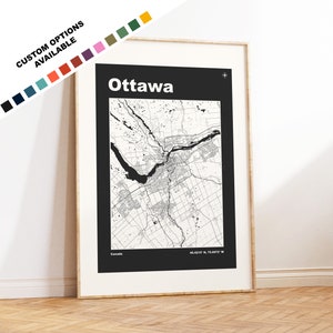Ottawa Map Print - Custom options/colours available - Prints or Framed Prints - Ottawa, Canada - Custom Text for Gift