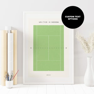Grass Tennis Court Print - United Kingdom - Tennis Print - Minimalist Tennis Poster - Grand Slam - Sports Wall Art - Contemporary Art Print
