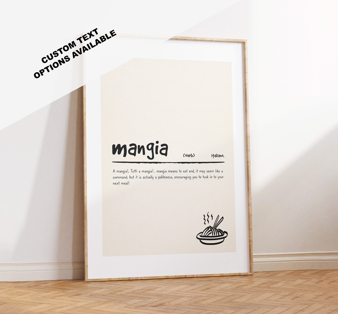 Mangia Print Mangia Definition Print Italian Kitchen Wall Print Kitchen ...