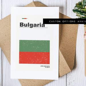 Carte de voeux Bulgarie - Carte de voeux personnalisée - Drapeau de la Bulgarie - Carte vierge - Enveloppe recyclée incluse - Carte de voeux Bulgarie - Anniversaire