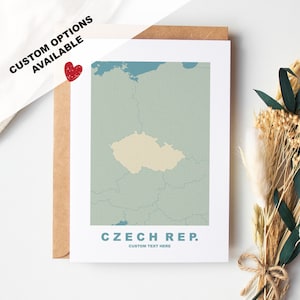 Cartão de felicitações da República Checa - Opções personalizadas disponíveis - Envelope Kraft incluído - Aniversário - Aniversário - Viagem surpresa - Cartão personalizado