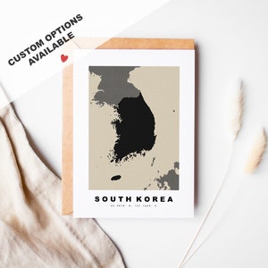 Tarjeta de felicitación personalizada de Corea del Sur - Sobre Kraft incluido - Texto personalizado - Tarjeta de felicitación de Corea del Sur - Aniversario - Viaje sorpresa