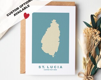 Saint Lucia Greeting Card - Custom Options Available - Kraft Envelope Included - Anniversary - Birthday - Surprise Trip - Custom Card