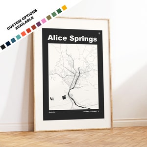 Impression d'Alice Springs - Impression de carte - Moderne milieu du siècle - Rétro - Vintage - Contemporain - Impression d'Alice Springs - Plan de la ville - Poster du plan de la ville