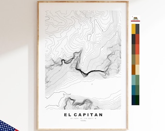 El Capitan Map Print - Contour Map Print - Topographic Map - Poster - Wall Art -  USA Mountain Maps - California - Yosemite