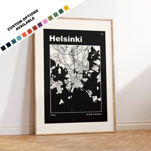 Helsinki Print - Mapa Print - Mid Century Modern - Retro - Vintage - Współczesny - Helsinki Print - Mapa miasta - Plakat z mapą miasta - Prezent - Mapa