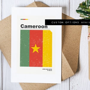 Cartão de felicitações de Camarões - Cartão de felicitações personalizado - Bandeira de Camarões - Cartão em branco - Envelope reciclado incluído - Cartão de felicitações de Camarões - Aniversário