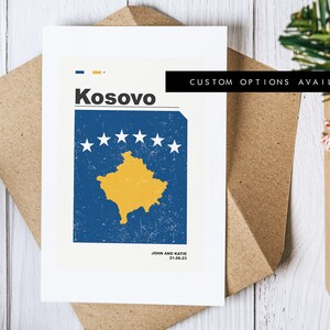 Tarjeta de felicitación de Kosovo - Tarjeta de felicitación personalizada - Tarjeta en blanco - Sobre reciclado incluido - Tarjeta de felicitación - Cumpleaños - Aniversario - Viaje