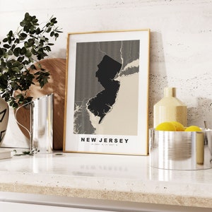 New Jersey Print - Benutzerdefinierter Kartendruck - Personalisierte Text Geschenkoptionen - Rahmen / Leinwandoptionen - Vintage Style Map Print