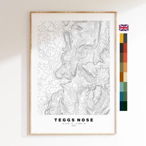 Tegg&#39;s Nose Print - Contour Map -  Teggs Nose Map - Topographic Map - Print - Poster - Wall Art - Peak District - Gift - Map - Topography