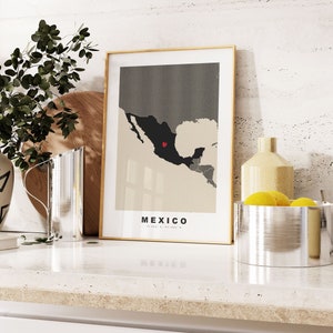 Mexiko Landkarte Druck - Geschenk Landkarte - Vintage Stil - Jahrestag - Hochzeit - Flitterwochen - Urlaub - Reise - Geschenk - Landkarte