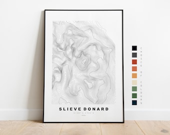 Slieve Donard Print - Contour Map - Slieve Donard Map - Topographic Map - Print - Poster - Wall Art - Mourne Mountains Map - Topography