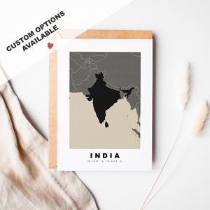 Indien benutzerdefinierte Grußkarte - Kraft Umschlag enthalten - benutzerdefinierter Text - Indien Grußkarte - Jahrestag - Überraschungsreise - Geburtstag