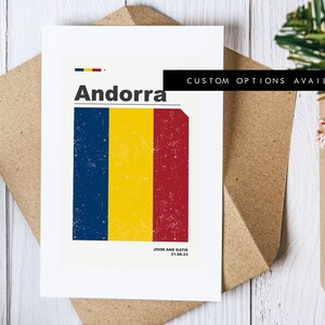 Tarjeta de felicitación de Andorra - Tarjeta de felicitación personalizada - Bandera de Andorra - Tarjeta en blanco - Sobre reciclado incluido - Tarjeta de felicitación de Andorra - Cumpleaños