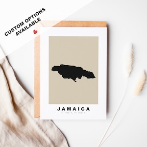 Tarjeta de felicitación personalizada de Jamaica - Sobre Kraft incluido - Texto personalizado - Tarjeta de felicitación de Jamaica - Aniversario - Viaje sorpresa - Cumpleaños