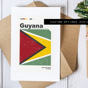 Tarjeta de felicitación de Guyana - Tarjeta de felicitación personalizada - Bandera de Guyana - Tarjeta en blanco - Sobre reciclado incluido - Tarjeta de felicitación de Guyana - Cumpleaños