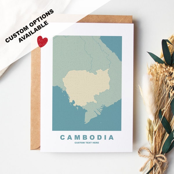 Cambodia Greeting Card - Custom Options Available - Kraft Envelope Included - Anniversary - Birthday - Surprise Trip - Custom Card